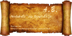 Andaházy Boglár névjegykártya